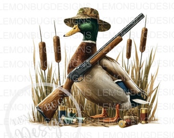 Duck Hunter PNG: Mallard Sublimation Design (Digital Download)