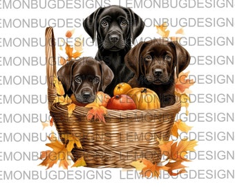 Black Lab Autumn PNG: Hunting Dog Digital Art (Digital Download)