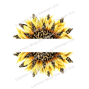 Leopard Sunflower Split PNG: Summer T-shirt Design (Digital Download)