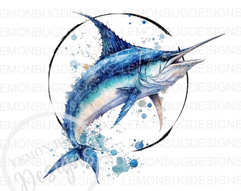 Saltwater Marlin PNG: Fishing Sublimation Design (Digital Download)
