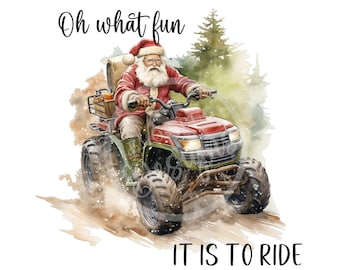 Four Wheelin' Santa PNG : Conception numérique de Noël pour VTT (téléchargement numérique)