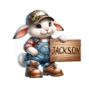 Coelhinho da Páscoa Country Boy png, personalize, temporada de caça aos ovos png, coelhinho da Páscoa PNG, Páscoa PNG, download digital, caça aos ovos de Páscoa png