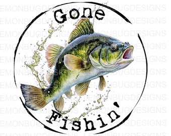 Gone Fishin' PNG, Bass PNG, Pesca PNG, Download digitale, Sublimazione png, Arte stampabile