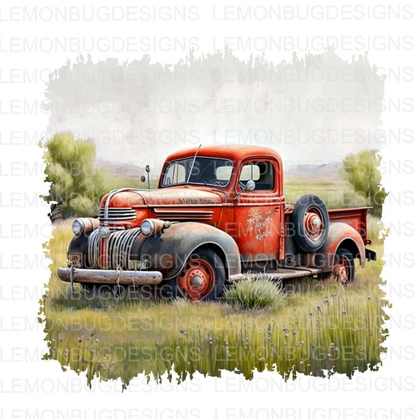 Vintage Red Truck png, Truck png, Digital Download, Sublimation png