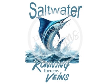 Saltwater Therapy Marlin PNG: Fishing Printable Art (Digital Download)
