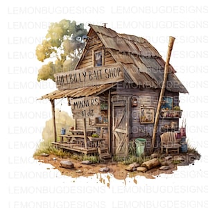 Hillbilly Bait Shop PNG, PNG di pesca, PNG del negozio di pesca, Design digitale, Sublimazione