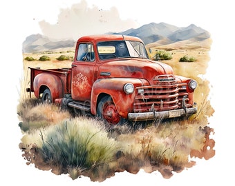 Vintage Red Truck png, Truck png, Digital Download, Sublimation png