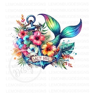 Salty Soul png, zoutwatertherapie PNG, vissen PNG, digitale download, zoutwater png, sublimatie png