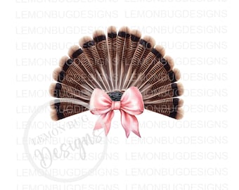 Hen Turkey PNG, Girl Turkey PNG, Pink Bow Turkey Tail png, Turkey Hunting PNG, Hunting png, Turkey png