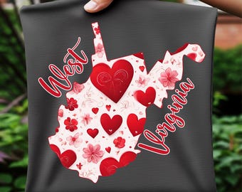 West Virginia Valentine's Day PNG: Digital Sublimation Design (Digital Download)