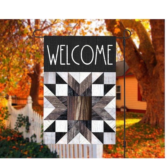 Rustic Quilt Block Autumn Garden Flag (Digital File)