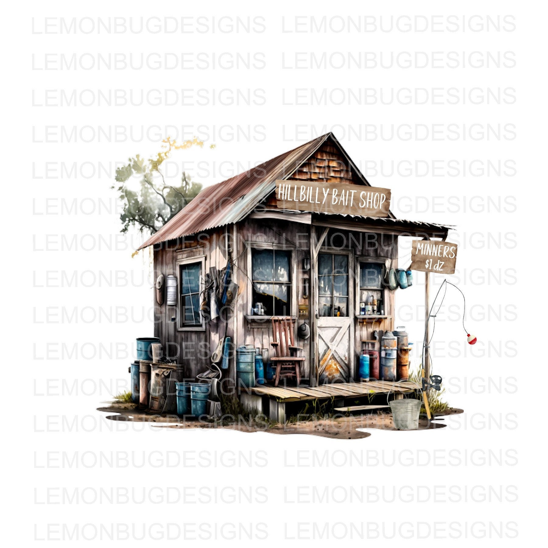 Hillbilly Bait Shop PNG, Fishing PNG, Fishing Shop PNG, Digital Design, Sublimation