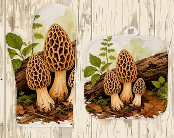 Mushroom Pot Holder & Oven Mitt PNG: Kitchen Printable Art (Digital File)
