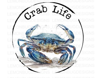 Crab Life PNG: Saltwater Fishing Design (Digital Download)