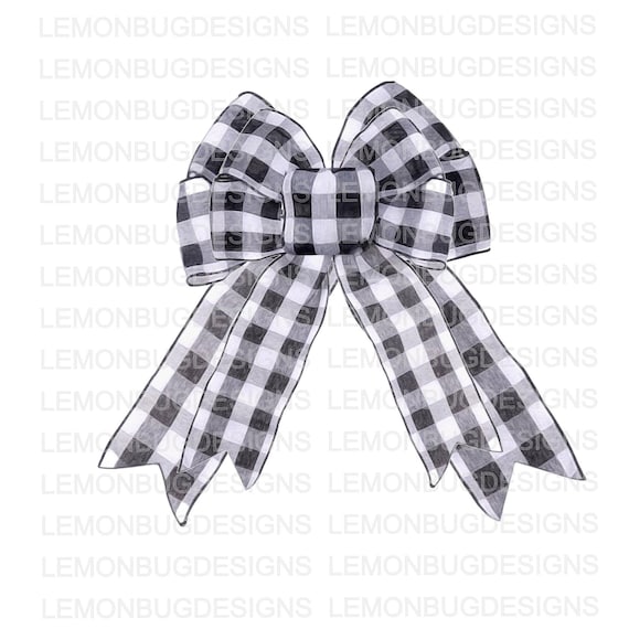 Buffalo Plaid Bow PNG: Watercolor Clip Art (Digital Download)