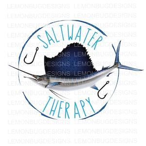 Saltwater Therapy PNG, Fishing PNG, Digital Download,  sublimation,  Printable Art