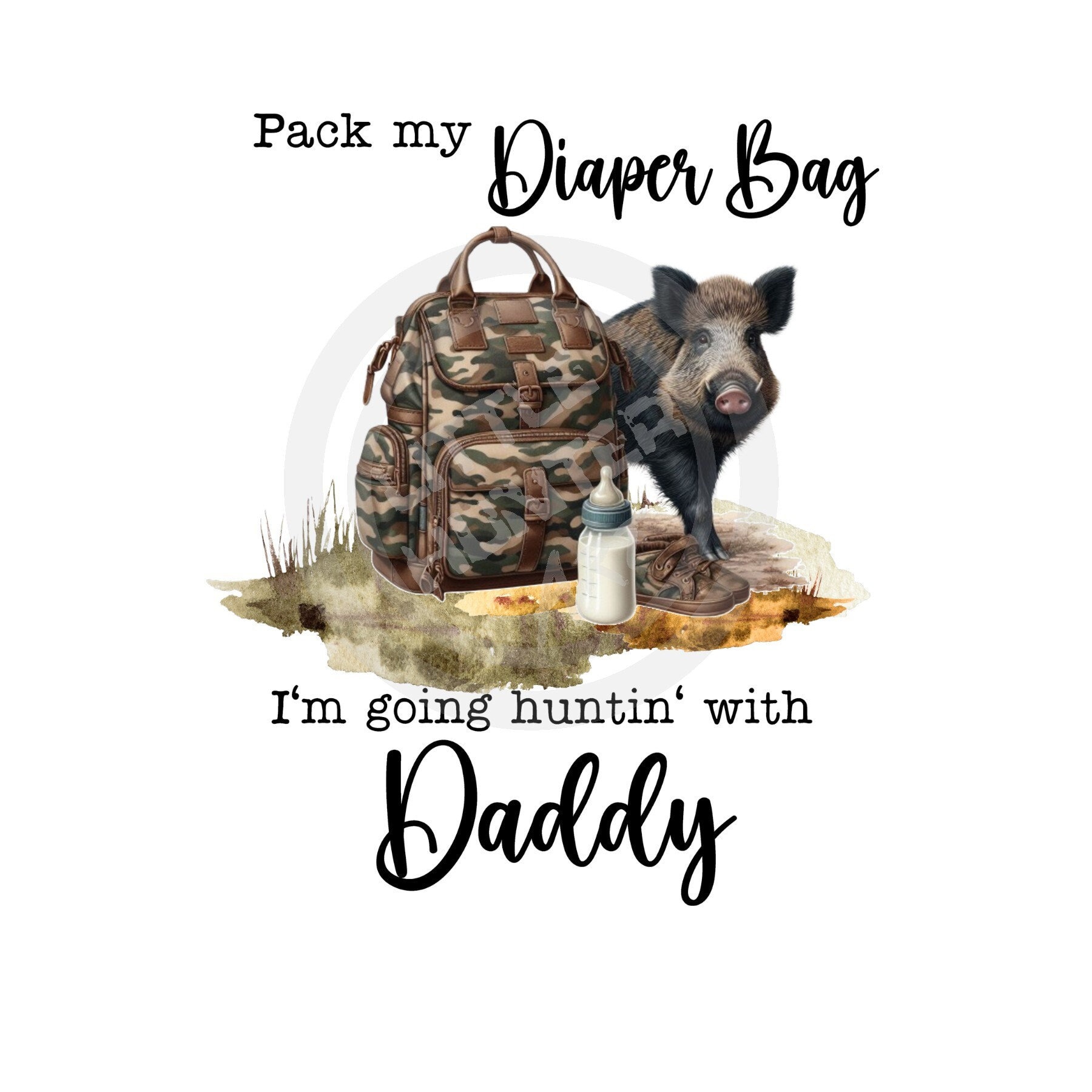 Hunting With Daddy PNG: Wild Boar, Kids Design (digital Download
