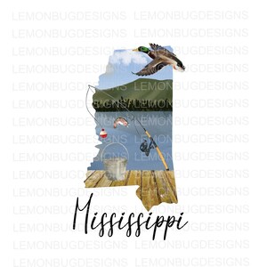 Mississippi png, Gone Fishin 'PNG, Bass PNG, Fischen PNG, digitaler Download, Sublimation png, printable Art