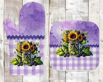Blackberry Pot Holder & Oven Mitt PNG: Kitchen Printable Art (Digital File)