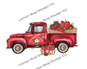 Strawberry Truck PNG: Spring Sublimation Transfer File (Digital Download)