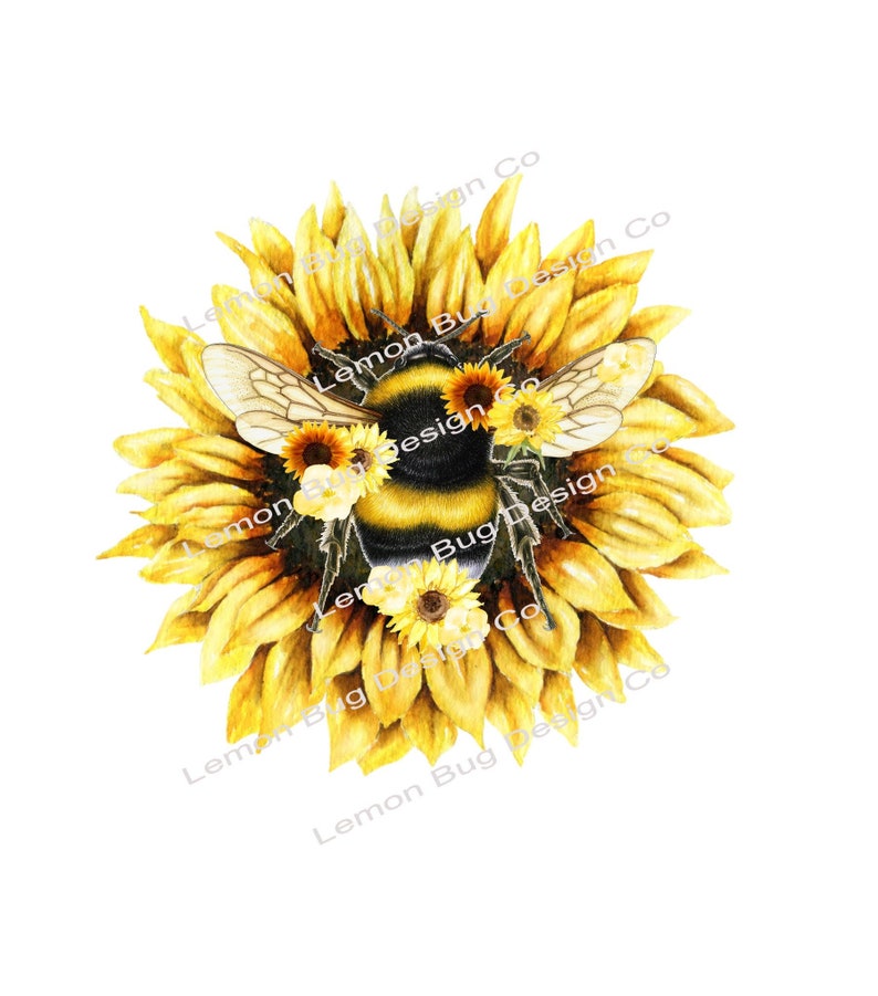 Bumble Bee Sunflower With Bee Sunflower Sublimation Design Etsy