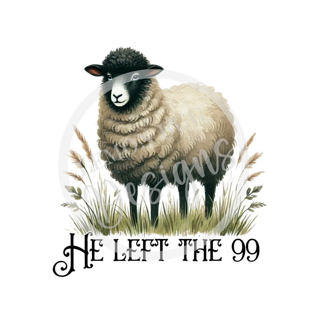 He Left the 99 Sheep PNG: Bible Verse, Christian Sublimation (digital ...