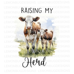 Aufzucht meiner Herde PNG, Kuh PNG, Bauernhof PNG, Digital Design