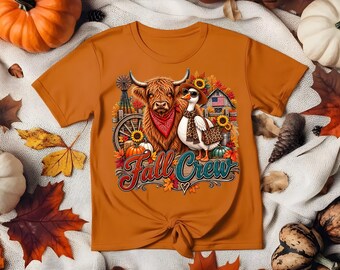 Équipe d'automne, vache des Highlands, oie de porche PNG, citrouille d'automne PNG (téléchargement numérique)
