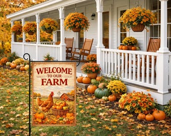 Welcome to Our Farm Garden Flag PNG: Chicken Sublimation (Digital File)