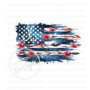 Bandera americana png, Señuelo de pesca png, Gone Fishin' PNG, Bass PNG, Pesca PNG, Descarga digital, Sublimación png, Arte imprimible