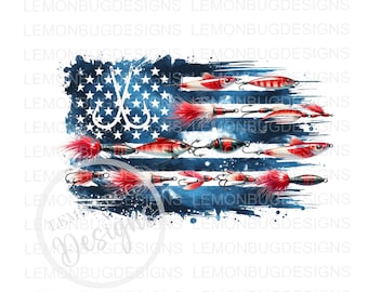 American Flag png, Fishing lure png, Gone Fishin&#39; PNG, Bass PNG, Fishing PNG, Digital Download, Sublimation png,  Printable Art