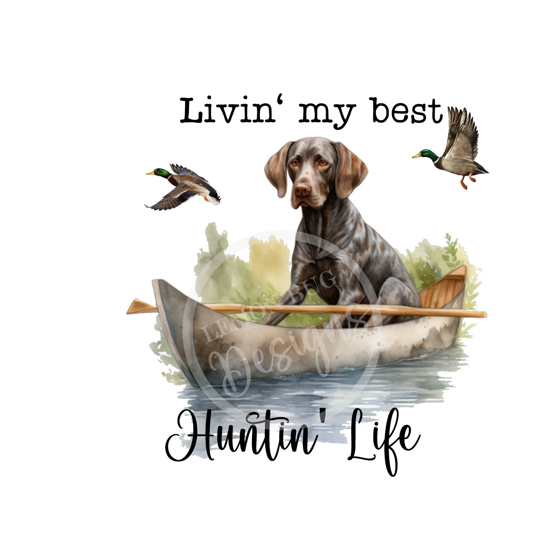 アヒル狩り犬 PNG：水彩カヌーデザイン（デジタルダウンロード） - Etsy 日本, image size:1800x1800