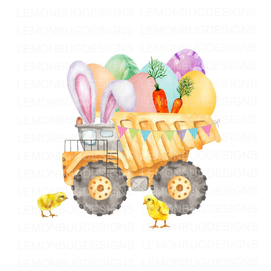Easter Dump Truck PNG , Easter PNG, Construction Truck PNG, Digital
