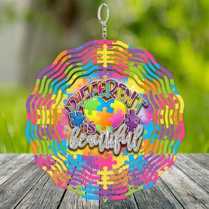 PNG, Different is Beautiful Wind Spinner, Sensibilisation à l’autisme, Wind Spinner, Décor rustique, Shabby, Fichier numérique, Fichier de sublimation