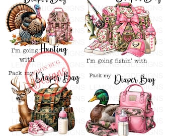 Image PNG de chasse avec (nom à insérer) : Cerf, Sac à langer par sublimation (Téléchargement numérique)