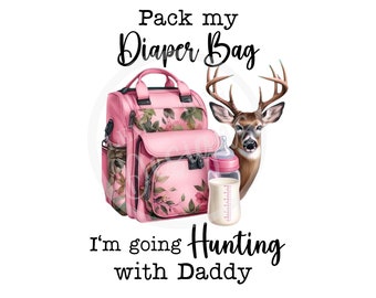 Cazando con papá PNG: Ciervo, diseño infantil (descarga digital)