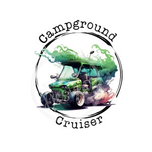Zeltplatz Cruiser PNG, Lagerleben PNG, Camping Png, Camping, Golfwagen PNG, Digitales Design, Sublimation PNG