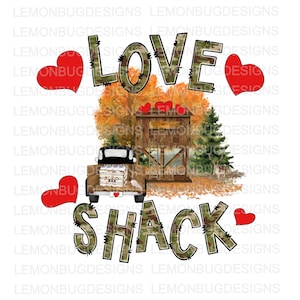 Love Shack Hunting PNG: Camo Deer Blind Design (Digital Download)