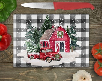 PNG, Red Truck and Barn Cutting Board,  Digital File , 12x15