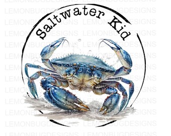 Saltwater Kid Crab PNG: Fishing Sublimation Art (Digital Download)