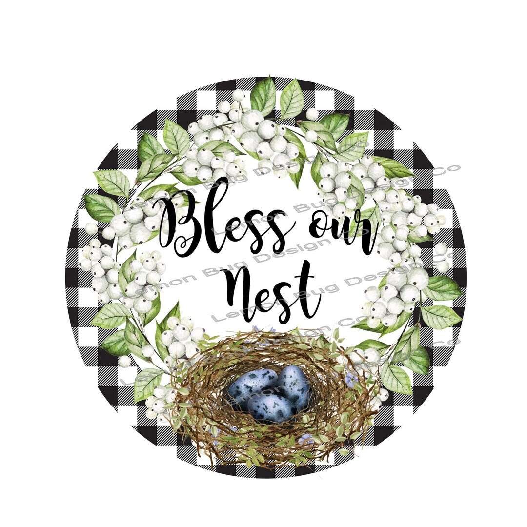 PNG, Bless Our Nest , Wreath, Buffalo Plaid,, PNG, Christmas Png ...