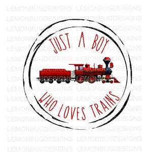 PNG, Just a Boy Who Loves Trains, Grunge Circle, sublimation, Farmhouse, Rustic, Country , Printable Art