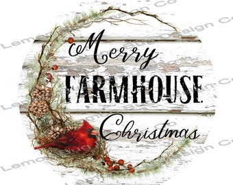 PNG, Merry Farmhouse Christmas, PNG, Christmas png, Farmhouse, Cardinal, Rustic, Country Christmas, Rustic Christmas,  Printable Art