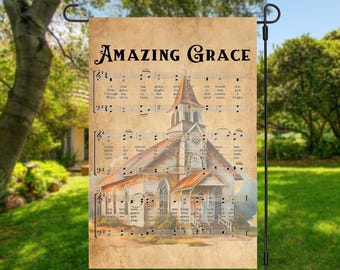 Amazing Grace Garden Flag png, Country Church PNG , Church PNG,  Christian PNG , Sublimation png,  Digital File, Rustic Church png, 12x18"