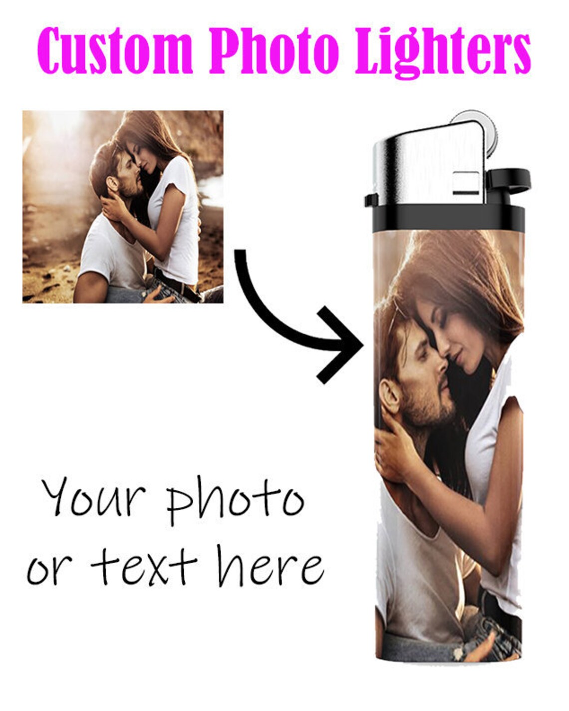Custom photo lighter gift for him gift for her personalized Etsy