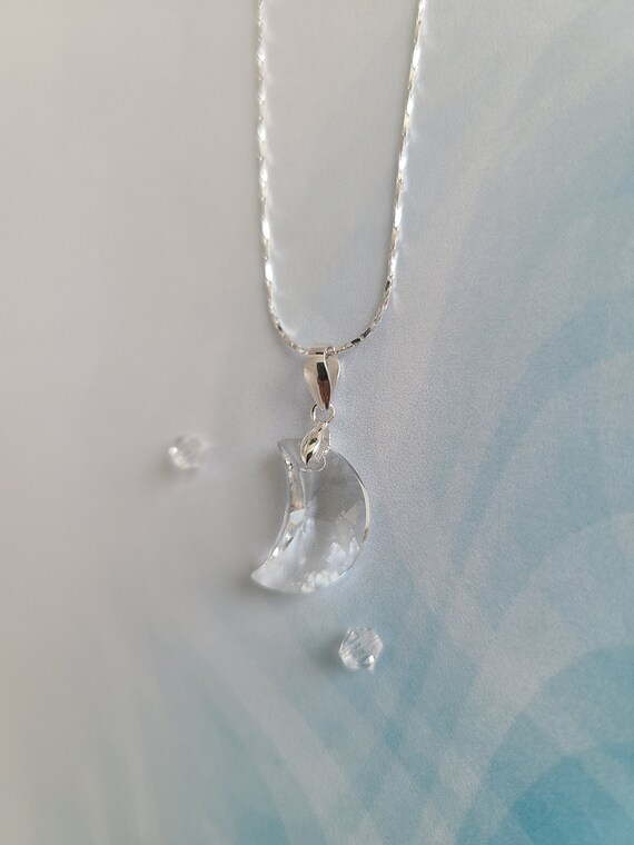 Swarovski Crystal Half Moon Pendant on 