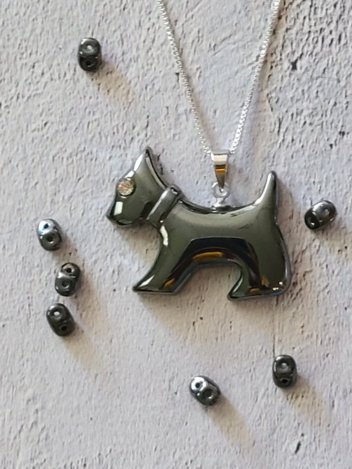 Black dog chain necklace Clearance