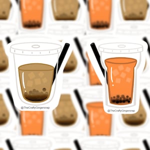 Holographic Boba Milk Tea Stickers