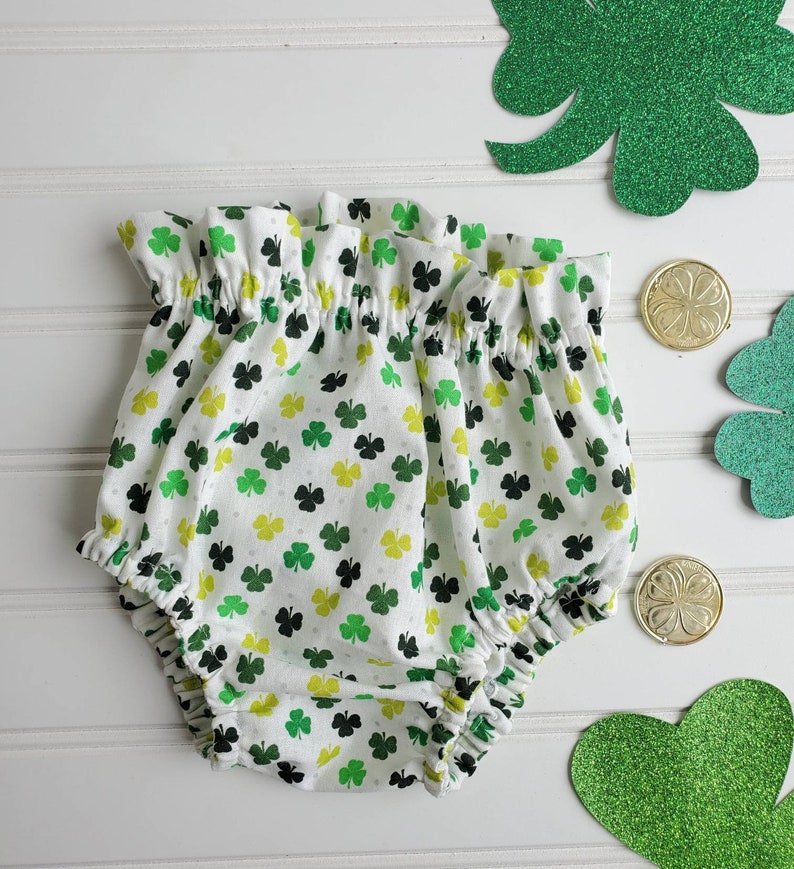 Baby toddler diaper cover bloomers bummies st Patrick day green trebol