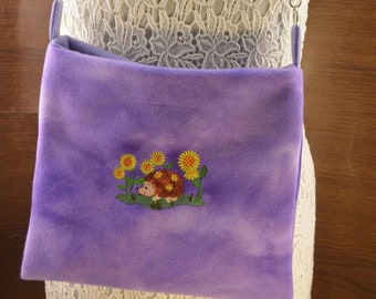 Hedgehog Daisy,  Hedgehog or Guinea Pig Carry Bag. Embroidered Bag, Ready to Ship Hedgehogs snuggle sack,  hanging pouch purse carry.